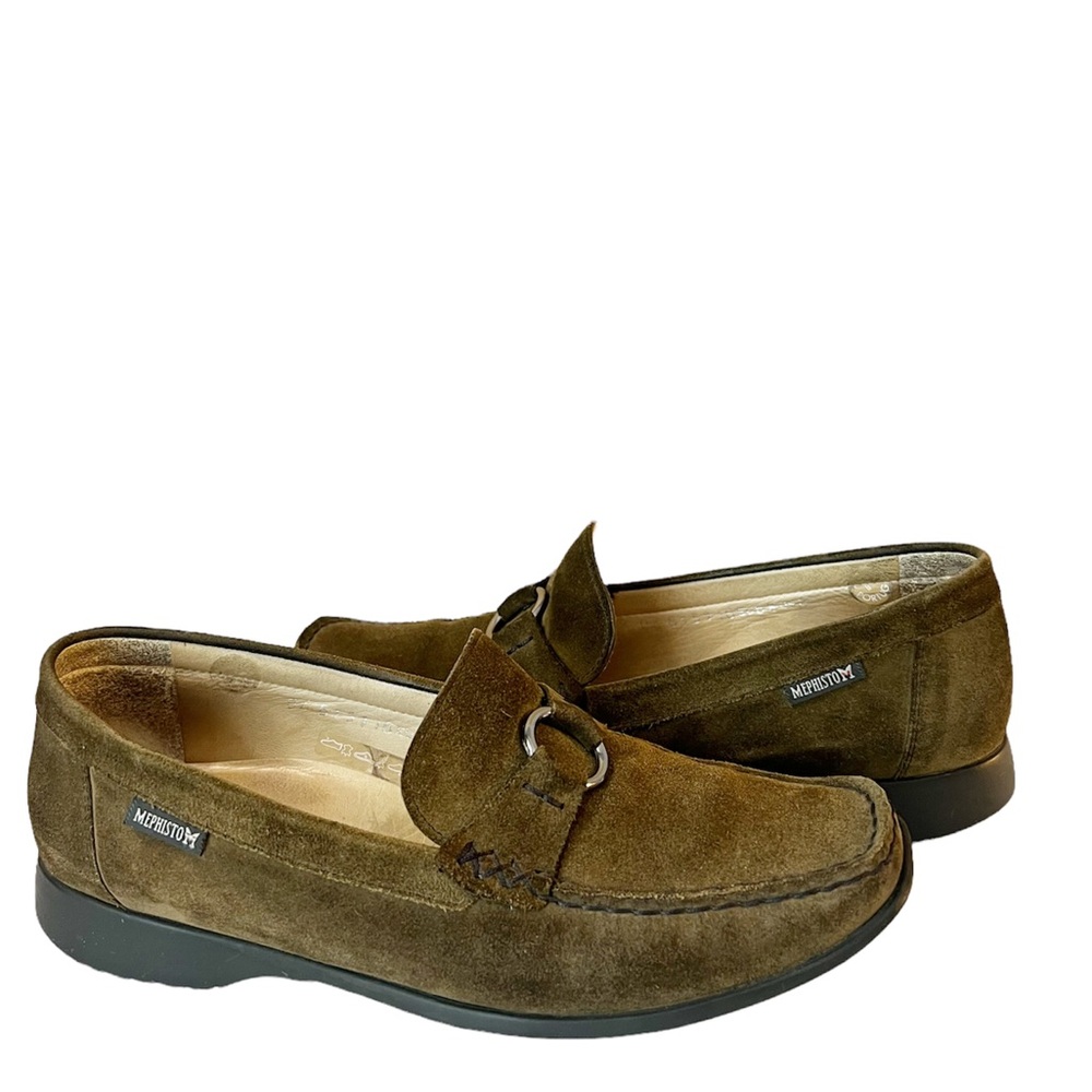 Mephisto Cool-Air Dark Green Suede Loafer Flats Size 8 - Picture 1 of 11